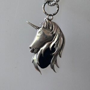 Vintage Unique Unicorn sterling silver pendant
